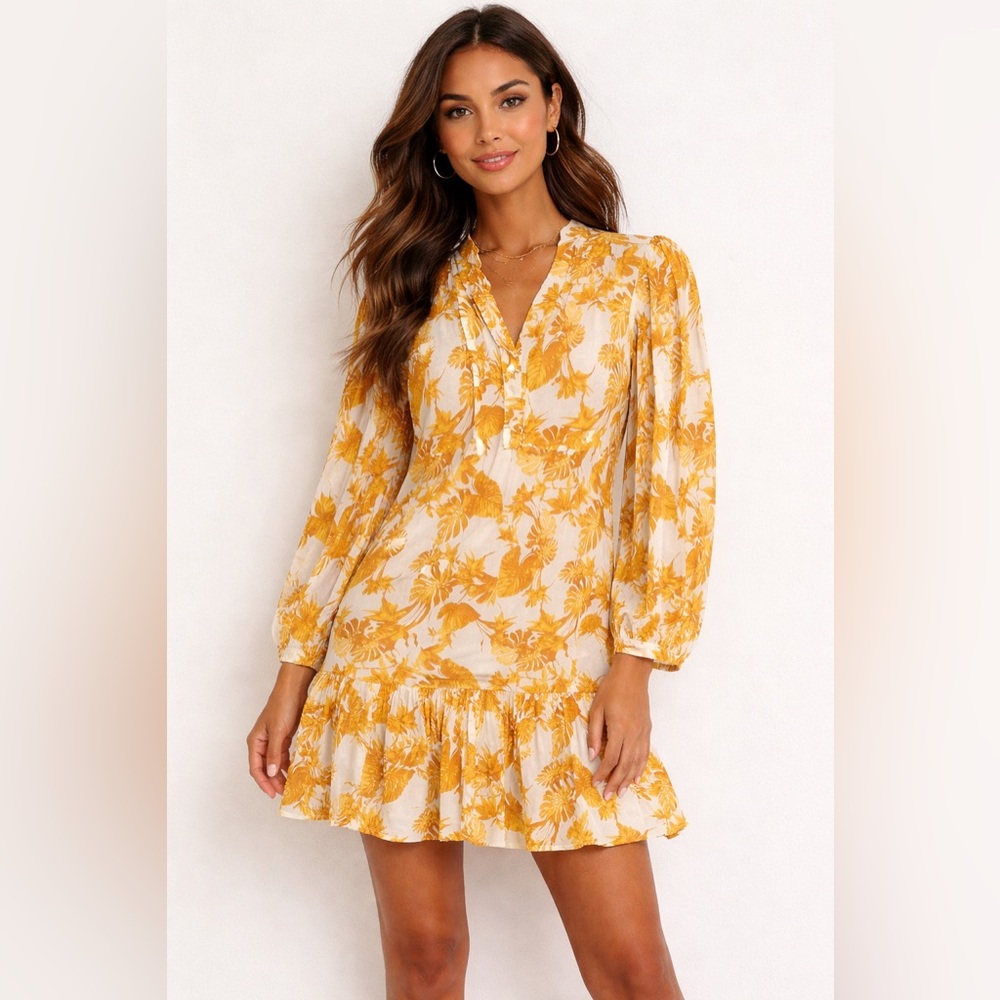 Banana Republic Yellow Floral Mini Dress